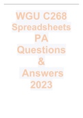 WGU C268 Spreadsheets(PA-Questions & Answers)2023