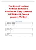 Test Bank (Complete; Certified Healthcare Constructor (CHC) Questions (+1100Q) with Correct Answers |Verified