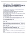 OM Testbank 2023 Questions and Answers with complete solution;(OM all possible questions and answers)