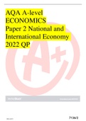 AQA A-level ECONOMICS Paper 2 National and International Economy 2022 QP