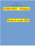 NURS 6551 – Primary Week 6 exam 2022