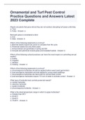 Ornamental and Turf Pest Control Practice Questions and Answers Latest 2023 Complete