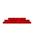 PN HESI EXIT EXAM 2022 VERSION 1 TESTBANK WITH 160 QUESTIONS AND ANSWERS GRADED A+