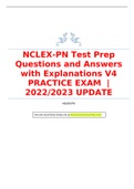 NCLEX-PN Test Prep Questions and Answers with Explanations V4 PRACTICE EXAM  | 2022/2023 UPDATE 