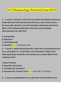 Pharmacology ATI Proctored Exam 2019 Questions Verified With 100% Correct Answers