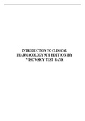 INTRODUCTION TO CLINICAL PHARMACOLOGY 9TH EDITION BY VISOVSKY TEST BANK