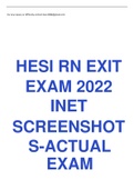 HESI RN EXIT EXAM 2022/2023 INET SCREENSHOTS-ACTUAL  EXAM .VERIFIED