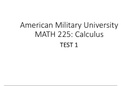  MATH 225: Calculus TEST 1 With Solutions. Latest Update