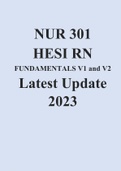 NUR 301 HESI RN FUNDAMENTALS V1 and V2 Latest Update 2023