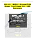 NUR 2513 / NUR2513: Maternal-Child Nursing Exam 1 (Latest 2022 / 2023) Rasmussen