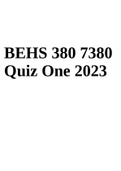 BEHS 380 Quiz One 2023