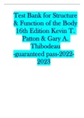 Test Bank for Structure & Function of the Body 16th Edition Kevin T. Patton & Gary A. Thibodeau ISBN