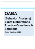 QABA (Behavior Analysis) Exam Elaborations Practice Questions & Solutions –  Relias Trainings (2023)