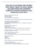 2022-2023 CALIFORNIA DMV PERMIT TEST WHAT I NEED TO STUDY MORE ON QUESTIONS AND ANSWERS COMPLETE UPDATE GUIDE ACTUAL EXAM SOLUTION TEST