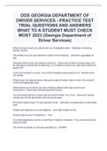 DDS GEORGIA DEPARTMENT OF DRIVER SERVICES - PRACTICE TEST TRIAL QUESTIONS AND ANSWERS WHAT TO A STUDENT MUST CHECK MOST 2023 (Georgia Department of Driver Services)