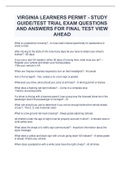 VIRGINIA LEARNERS PERMIT - STUDY GUIDE/TEST TRIAL EXAM QUESTIONS AND ANSWERS FOR FINAL TEST VIEW AHEAD