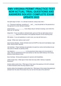 DMV VIRGINIA PERMIT PRACTICE TEST NEW ACTUAL TRIAL QUESTIONS AND ANSWERS SOLVED COMPLETE EXAM UPDATE 2023