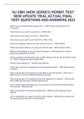 NJ DMV (NEW JERSEY) PERMIT TEST NEW UPDATE TRIAL ACTUAL FINAL TEST QUESTIONS AND ANSWERS 2023