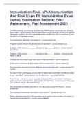 Immunization Final, aPhA Immunization And Final Exam F2, Immunization Exam (apha), Vaccination Seminar Post-Assessment, Post Assessment 2023