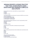 INDIANA DRIVER'S LICENSE PRACTICE TEST TRIAL EXAM UPDATE GUIDE QUESTIONS AND ANSWERS COMPLETE 2022 UPDATE