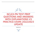 NCLEX-PN TEST PREP QUESTIONS AND ANSWERS WITH EXPLANATIONS V3 PRACTICE EXAM| 2022/2023 UPDATE 