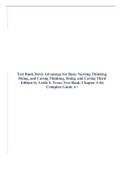 Test Bank Davis Advantage for Basic Nursing Thinking, Doing, and Caring Thinking, Doing, and Caring Third Edition by Leslie S. Treas |Test Bank| Chapter 1-46|Complete Guide A+