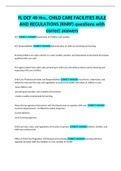 FL DCF 40 Hrs., CHILD CARE FACILITIES RULE AND REGULATIONS (RNRF) questions with correct answers