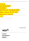 A-level GEOGRAPHY PAPER 1 PHYSICAL GEOGRAPHY Mark scheme JUNE 2022 Specimen material v1.1