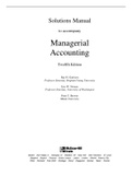 Solutions Manual to accompany  Managerial Accounting Twelfth Edition Ray H. Garrison Eric W. Noreen Peter C. Brewer