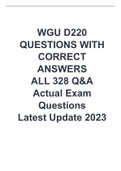 WGU D220 QUESTIONS WITH CORRECT ANSWERS ALL 328 Q&A (Actual Exam Questions) (Latest Update 2023)