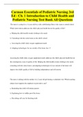 Carman Essentials of Pediatric Nursing 3rd  Ed - Ch. 1 Introduction to Child Health and  Pediatric Nursing Test Bank All Questions