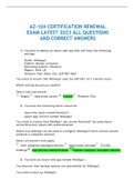 AZ-104 CERTIFICATION RENEWAL EXAM LATEST 2023 ALL QUESTIONS AND CORRECT ANSWERS