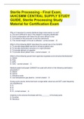 Sterile Processing - Final Exam, IAHCSMM CENTRAL SUPPLY STUDY GUIDE, Sterile Processing Study Material for Certification Exam