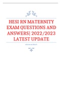 HESI RN MATERNITY EXAM QUESTIONS AND ANSWERS| 2022/2023 LATEST UPDATE