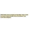 NRNP 6665 Week 8-Intellectual Disability Study Guide | Psychiatric Mental Health Nurse Practitioner Care Across the Lifespan I.   