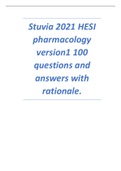 Stuvia 2021 HESI pharmacology version1 100 questions and answers with rationale..pdf