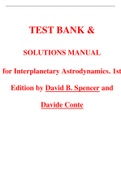 TEST BANK for Interplanetary Astrodynamics 1st Edition by David B. Spencer and Davide Conte ISBN-13 978-0367759704. (Complete Download).
