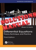 Differential Equations Theory, Technique, and Practice 3rd Edition by Steven Krantz  -All Chapters 1-13 | SOLUTIONS MANUAL 