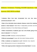 Asbestos Awareness Training ESAMS Questions and Answers 2023 with complete solution