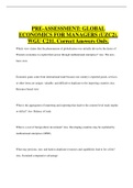 PRE-ASSESSMENT: GLOBAL  ECONOMICS FOR MANAGERS (UZC2).  WGU C211. Correct Answers Only