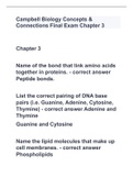 Campbell Biology Concepts & Connections Final Exam Chapter 3 with all correct answers