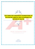 TEST BANK FOR VARCAROLIS FOUNDATIONS OF PSYCHIATRIC MENTAL HEALTH NURSING 9TH EDITION BY HALTER