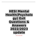 HESI Mental Health(Psychology) Exit Questions & Answers 2022/2023 update