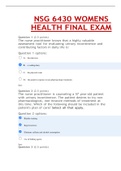 SOUTH UNIVERSITY NSG 6430 WOMENS HEALTH FINAL EXAM QUESTIONS AND ANSWERS GRADED A+.