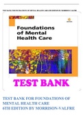 TEST BANK FOR FOUNDATIONS OF MENTAL HEALTH CARE 6TH EDITION BY MORRISON-VALFRE