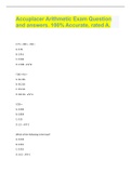 Accuplacer Arithmetic Exam Question and answers. 100% Accurate, rated A.