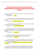WALDEN UNIVERSITY NURS 6521 FINALS ADVANCED PHARMACOLOGY Exam Elaborations Questions with Answers Graded A Latest update 2023 A Graded