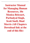 Managing Human Resources, 10e Monica Belcourt, Parbudyal Singh, Scott Snell, Shad Morris  (Instructor Manual with Test Bank)