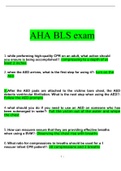 AHA BLS CERTIFICATION EXAM REVIEW.latest 2022/2023 graded a plus