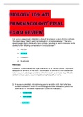 BIOLOGY 109 ATI PHARMACOLOGY  FINAL EXAM REVIEW